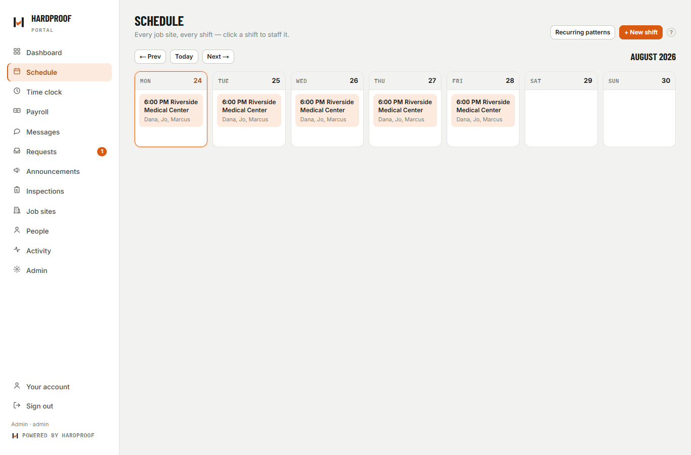 Weekly schedule board