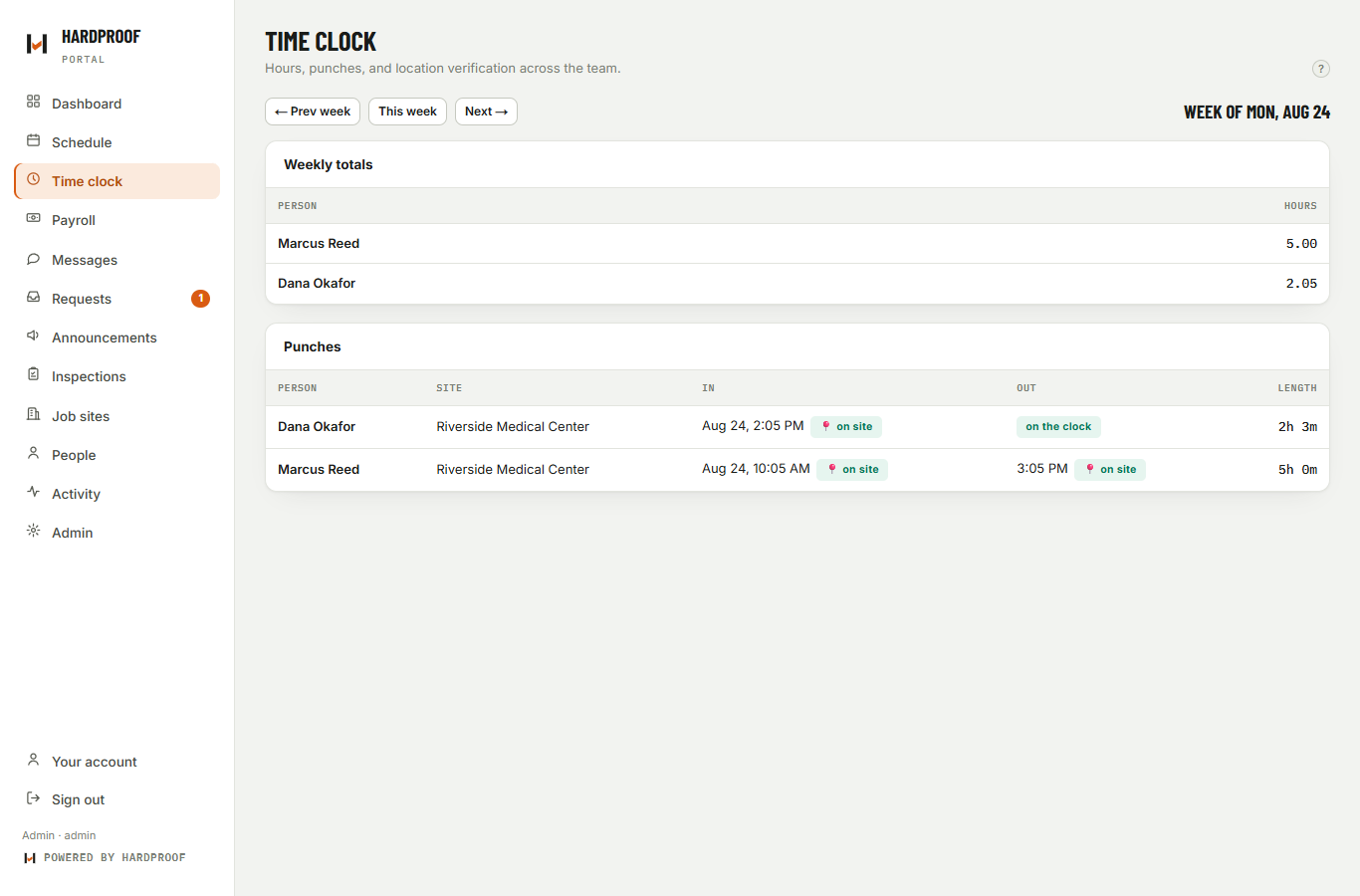 Location-verified time clock